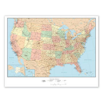 Advantus Laminated Wall Maps, U.s., Dry Erase, 32 X 50 freeshipping - TVN Wholesale